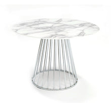 Load image into Gallery viewer, MODERN WHITE AND SILVER ROUND DINING TABLE 0257-VIG
