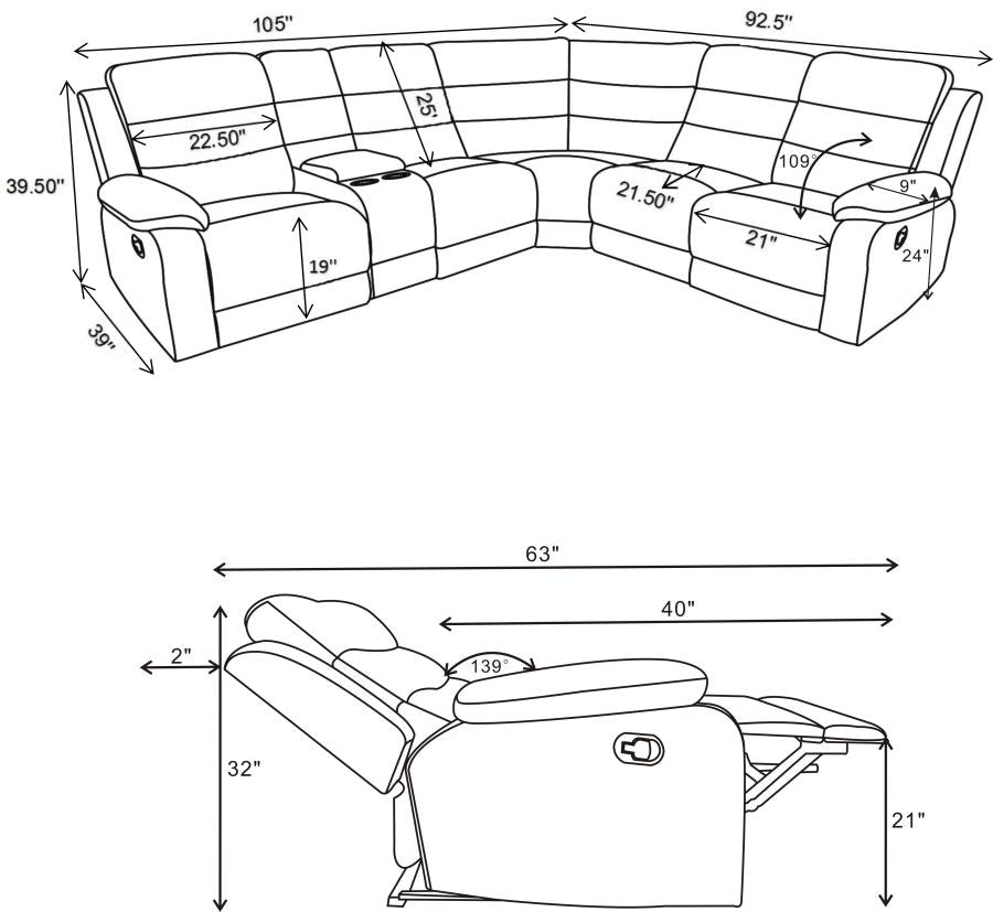POWER MOTION SECTIONAL 609620-COA