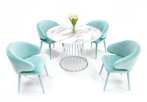 MODERN WHITE AND SILVER ROUND DINING TABLE 0257-VIG