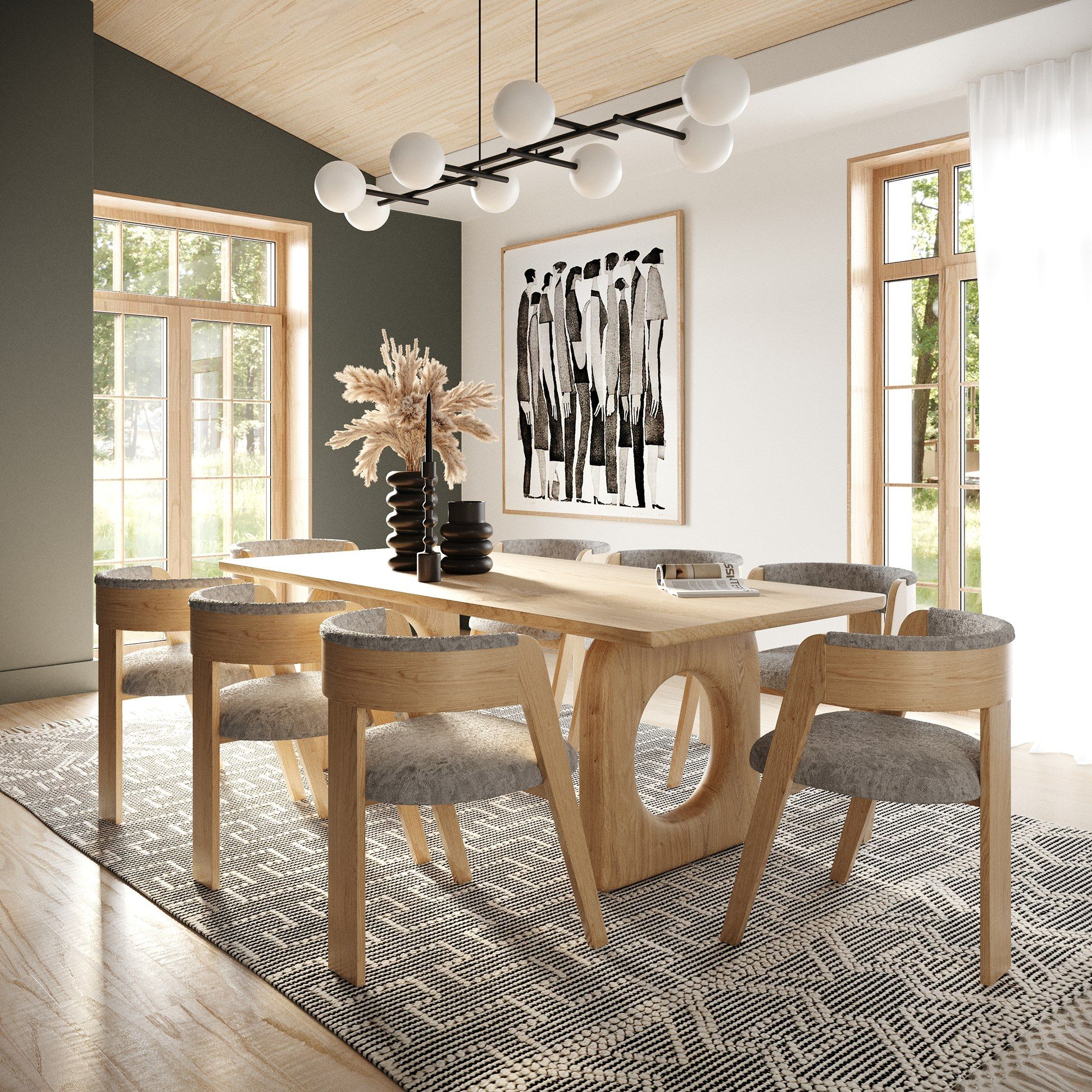 MODERN NATURAL OAK RECTANGULAR DINING TABLE 1257-VIG