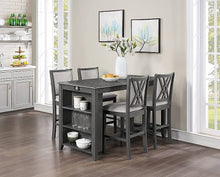 Load image into Gallery viewer, AMY 60&quot; COUNTER TABLE+CHAIRS W/STG (5 PC)-NC