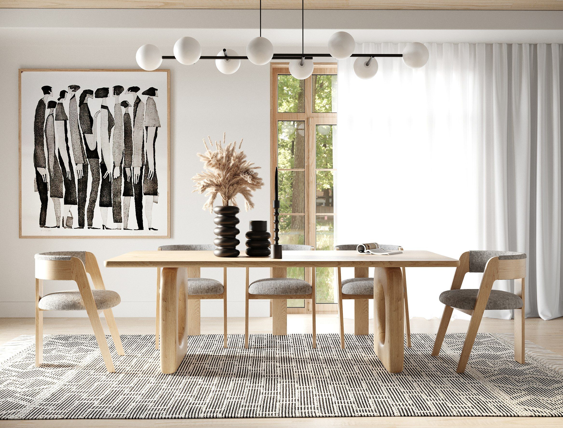 MODERN NATURAL OAK RECTANGULAR DINING TABLE 1257-VIG