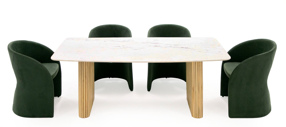 WHITE MARBLE & MANGO RECTANGULAR DINING TABLE 1200-VIG