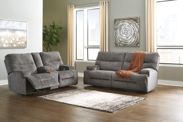 POWER RECLINING SOFA AND LOVESEAT 4530247/96-ASH