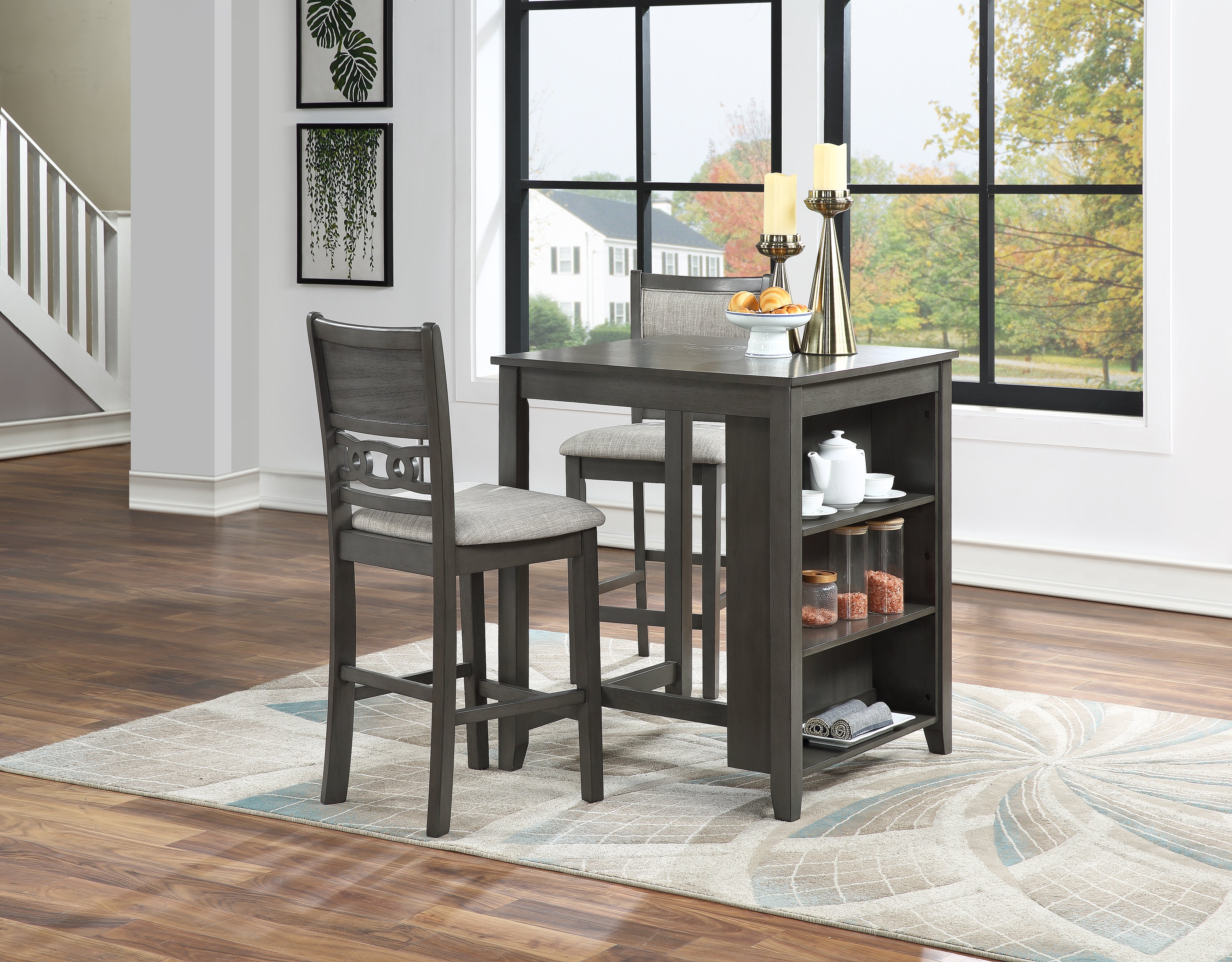 GIA 30" COUNTER TABLE W/2 CHAIRS & STG SHELF-NC