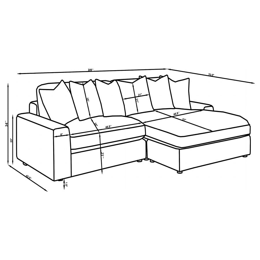 2-Piece Corduroy Reversible Chaise Sectional Sofa-509900-CST