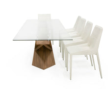 Load image into Gallery viewer, MODERN WALNUT AND GLASS EXTENDABLE DINING TABLE 8782-VIG