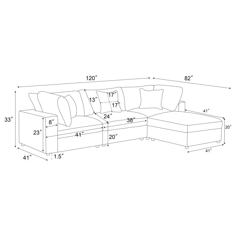 4-piece Upholstered Modular Sectional Sofa Beige 551321-SETB-CST