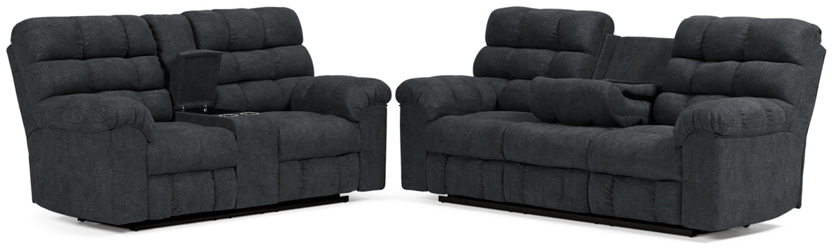 RECLINING SOFA AND LOVESEAT 5540389/94-ASH
