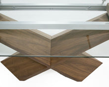 Load image into Gallery viewer, MODERN WALNUT AND GLASS EXTENDABLE DINING TABLE 8782-VIG