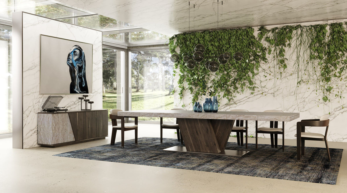 MODERN FAUX MARBLE EXTENDABLE DINING TABLE-VIG