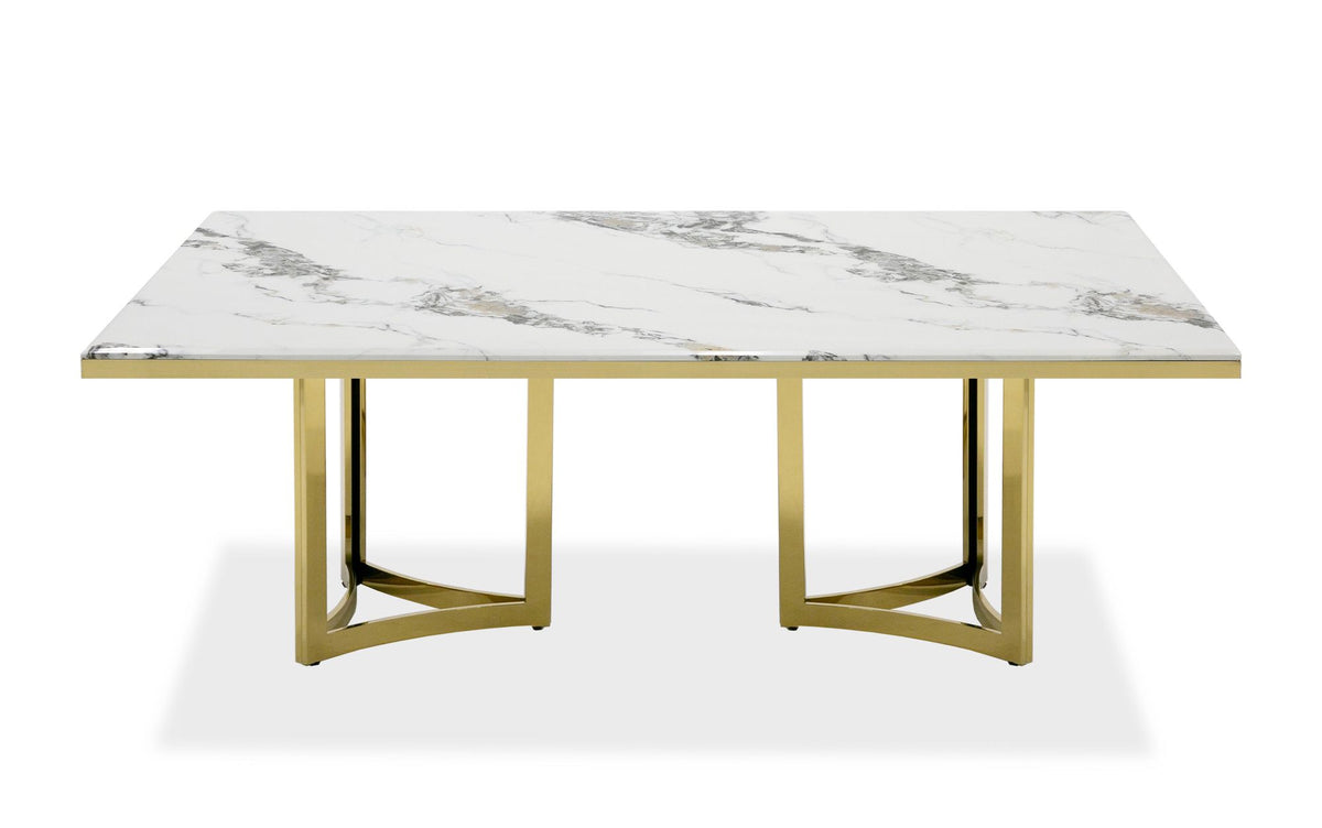 WHITE MARBLE & GOLD DINING TABLE 1301-VIG