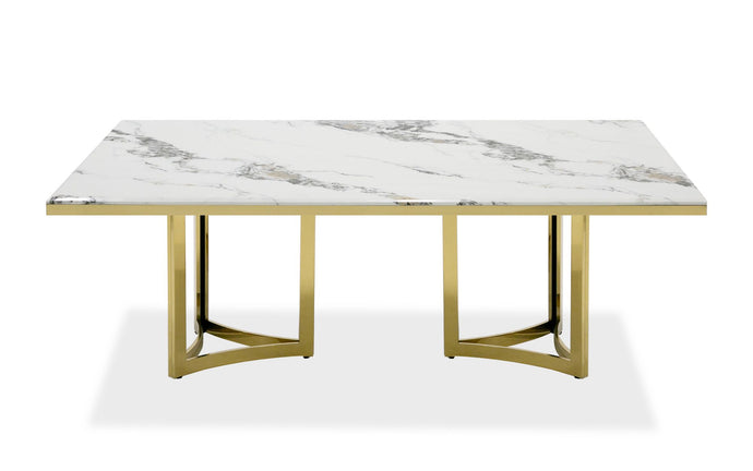 WHITE MARBLE & GOLD DINING TABLE 1301-VIG