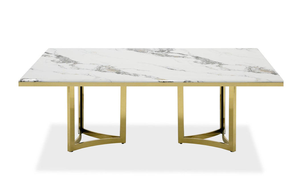 WHITE MARBLE & GOLD DINING TABLE 1301-VIG