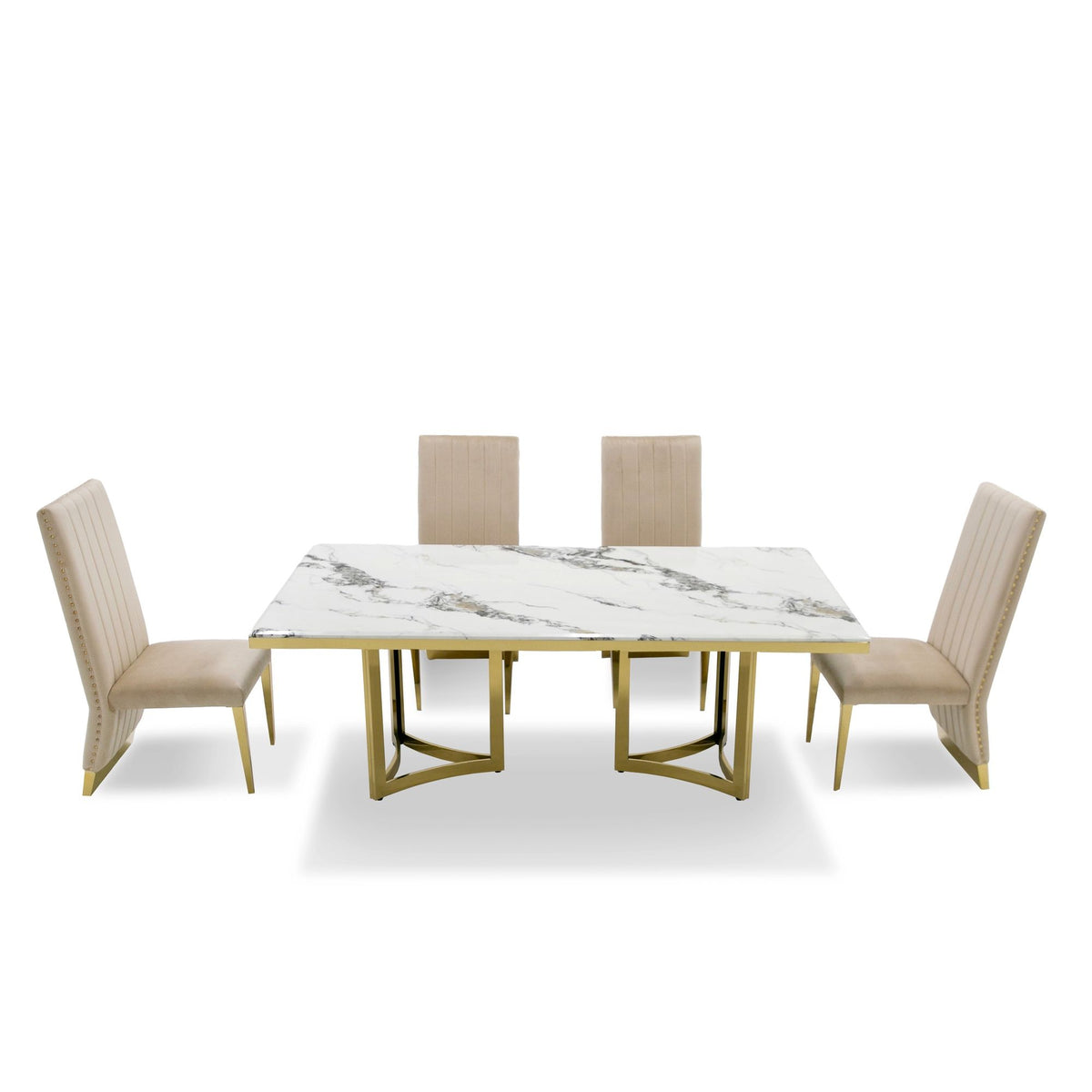 WHITE MARBLE & GOLD DINING TABLE 1301-VIG