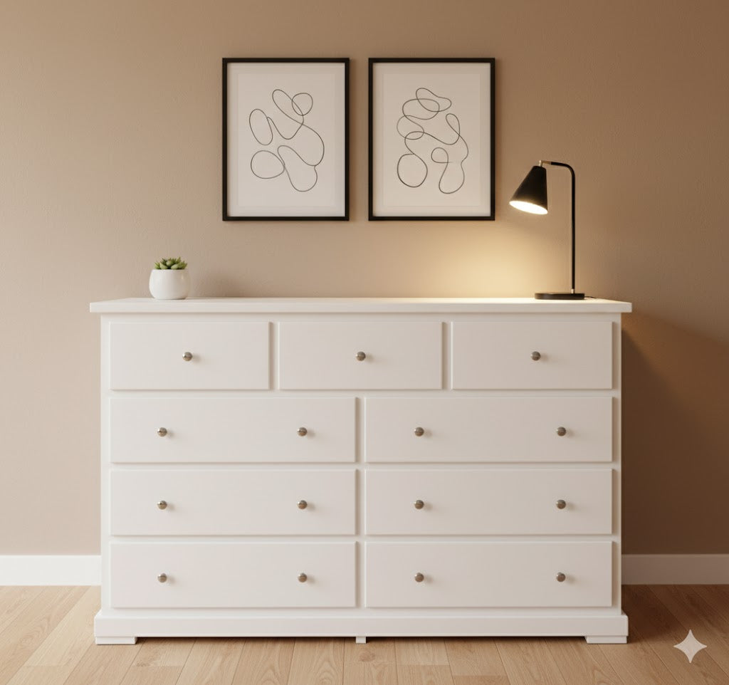 9 Drawers solid wood dresser