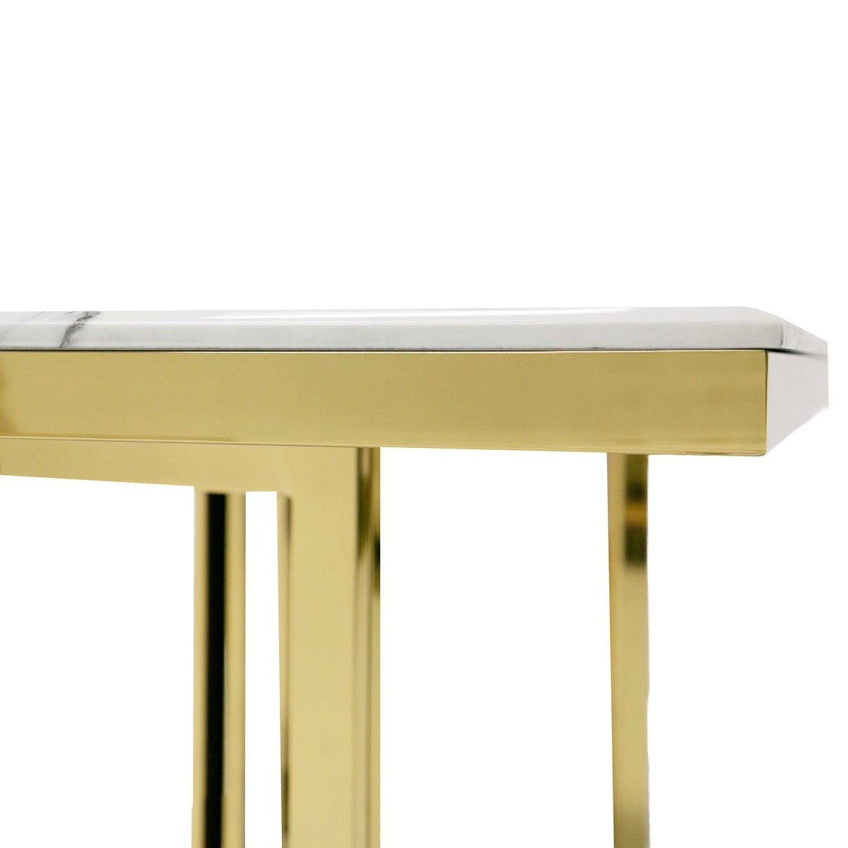WHITE MARBLE & GOLD DINING TABLE 1301-VIG