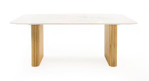WHITE MARBLE & MANGO RECTANGULAR DINING TABLE 1200-VIG