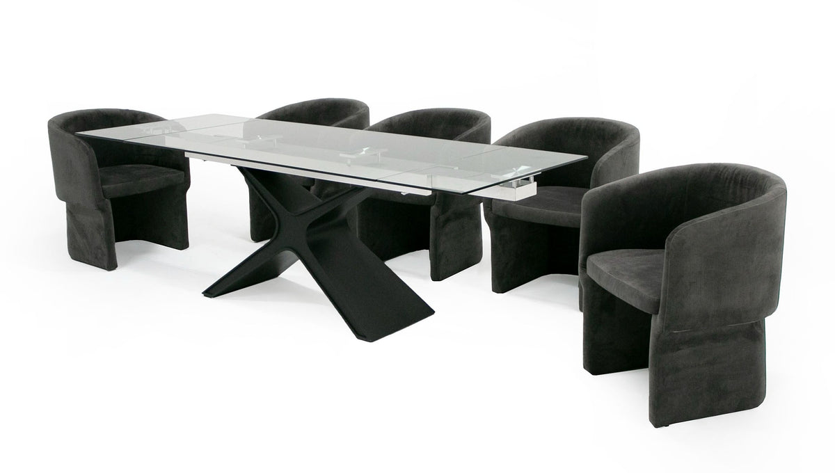 MODERN BLACK GLASS EXTENDABLE DINING TABLE 8941-VIG