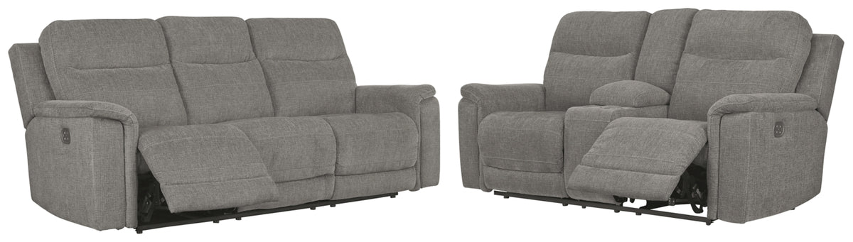 POWER RECLINING SOFA AND LOVESEAT 7320515/18-ASH