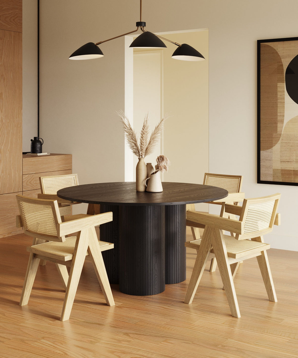 MODERN BLACK OAK ROUND DINING TABLE 3646-VIG