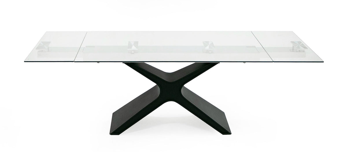 MODERN BLACK GLASS EXTENDABLE DINING TABLE 8941-VIG