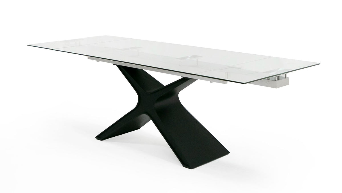 MODERN BLACK GLASS EXTENDABLE DINING TABLE 8941-VIG
