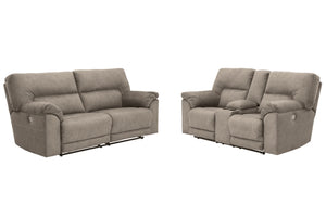 POWER RECLINING SOFA AND LOVESEAT 7760147/96-ASH