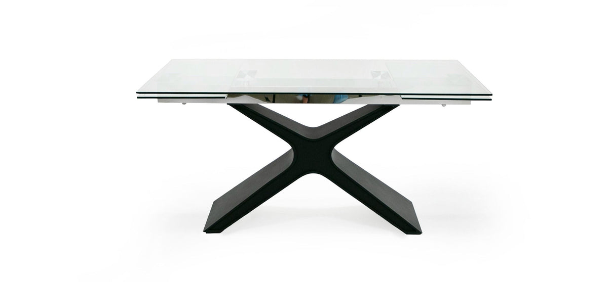 MODERN BLACK GLASS EXTENDABLE DINING TABLE 8941-VIG
