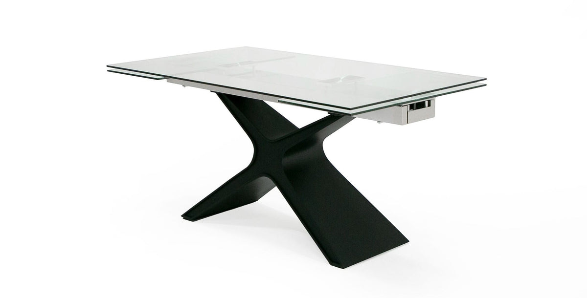 MODERN BLACK GLASS EXTENDABLE DINING TABLE 8941-VIG