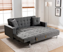 Load image into Gallery viewer, Tufted Linen Fabric REVERSIBLE Sectional Sofa Bed 8056 GY/MG