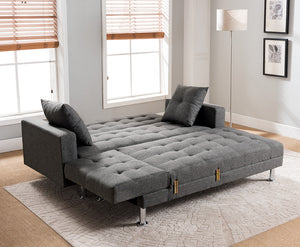 Tufted Linen Fabric REVERSIBLE Sectional Sofa Bed 8056 GY/MG