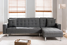 Load image into Gallery viewer, Tufted Linen Fabric REVERSIBLE Sectional Sofa Bed 8056 GY/MG
