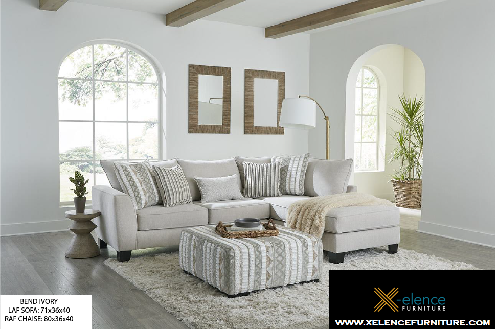 SOFA CHAISE BEND-IVORY WFI