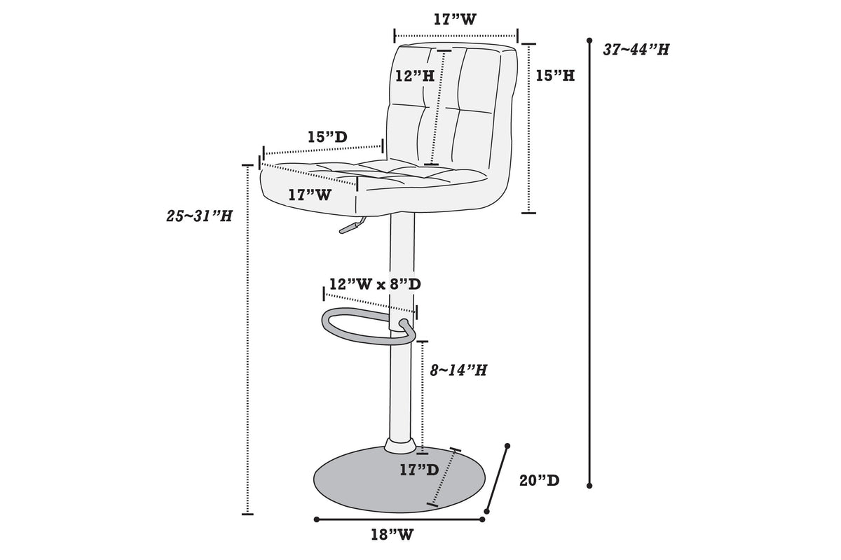 Adjustable Bar Stool - Red