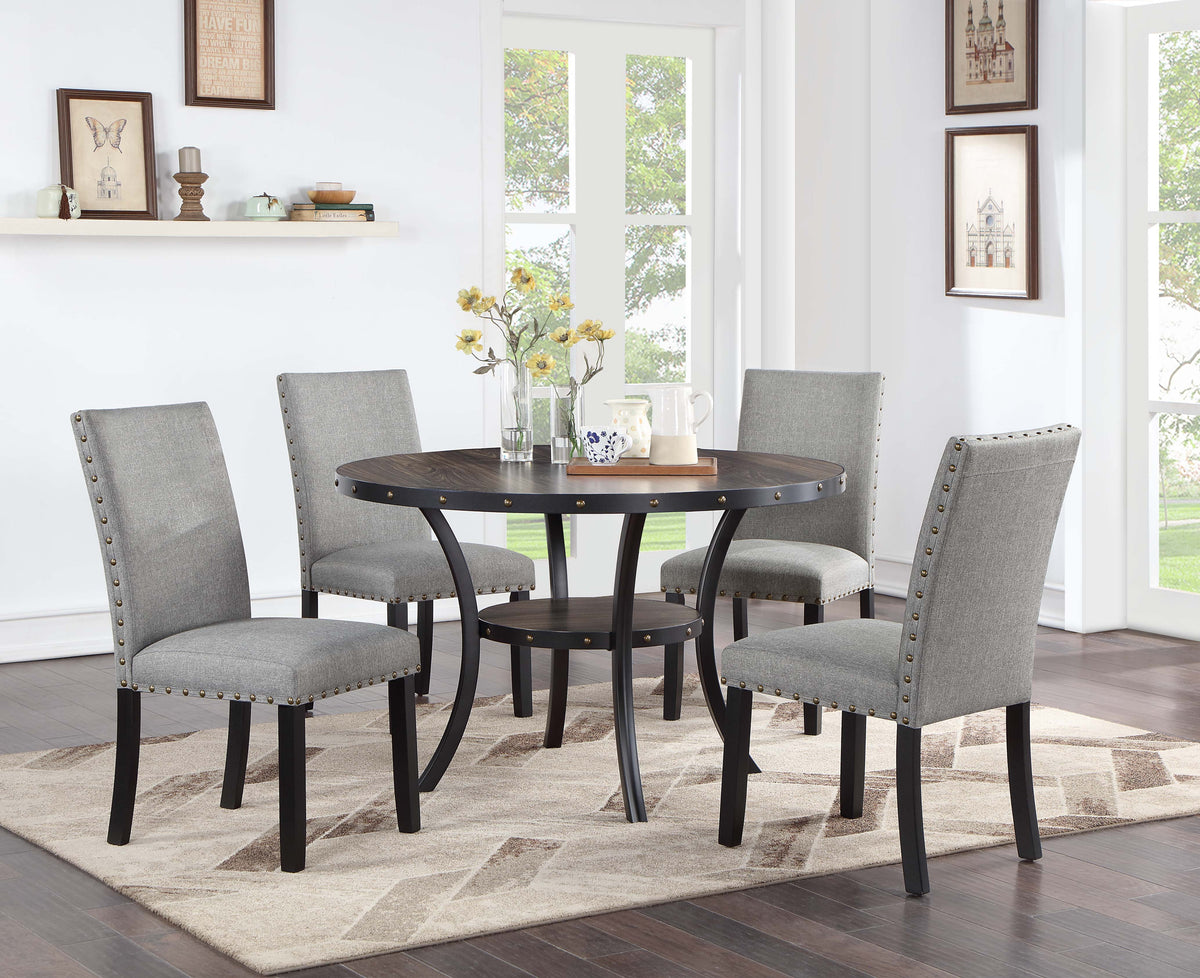Dining Chair - Grey/Black Silver