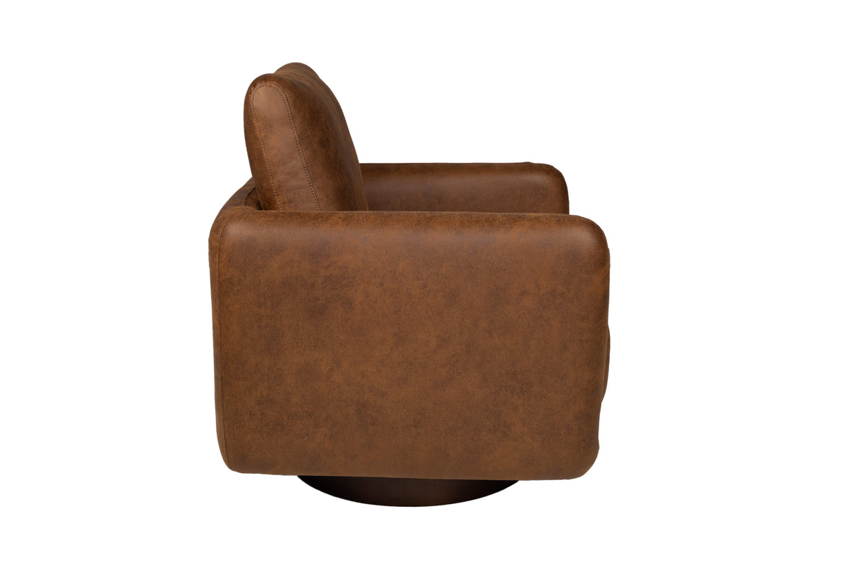 Swivel Chair - Walnut Leather-Like Fabric