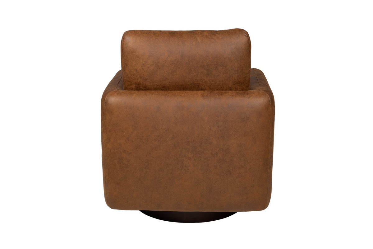 Swivel Chair - Walnut Leather-Like Fabric