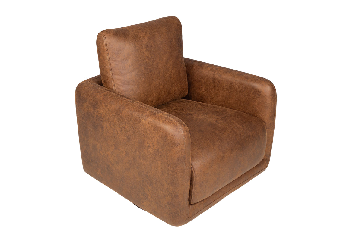 Swivel Chair - Walnut Leather-Like Fabric