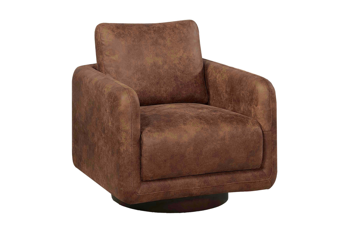 Swivel Chair - Walnut Leather-Like Fabric