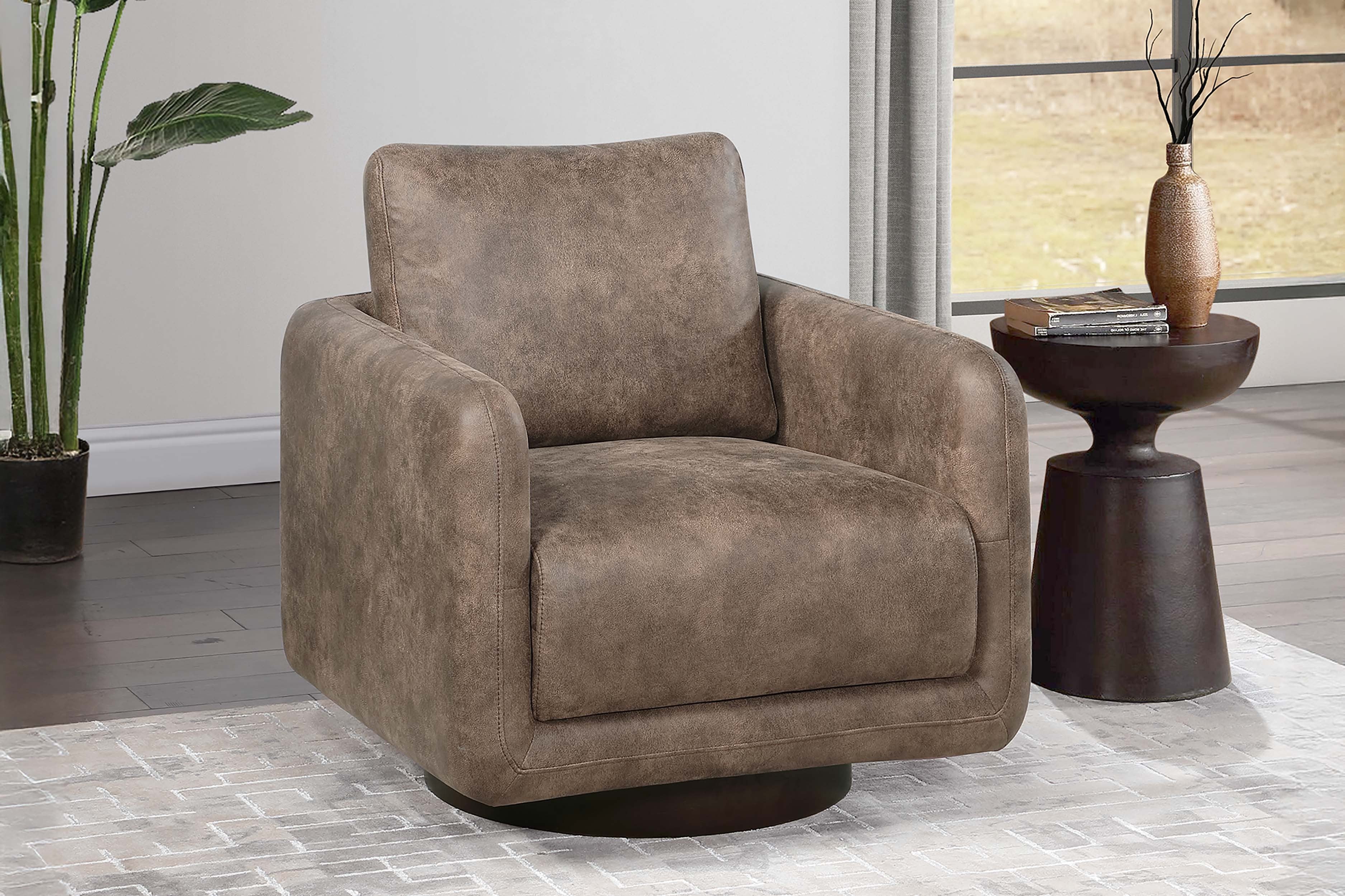 Swivel Chair - Auburn Leather-Like Fabric