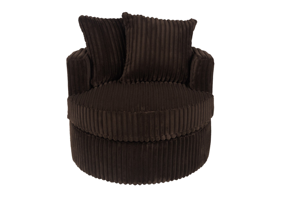 Swivel Chair - Chocolate Fur-Like Corduroy