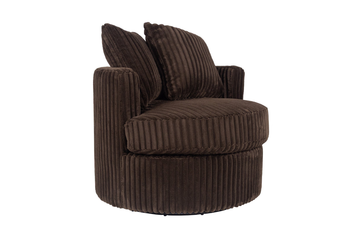 Swivel Chair - Chocolate Fur-Like Corduroy