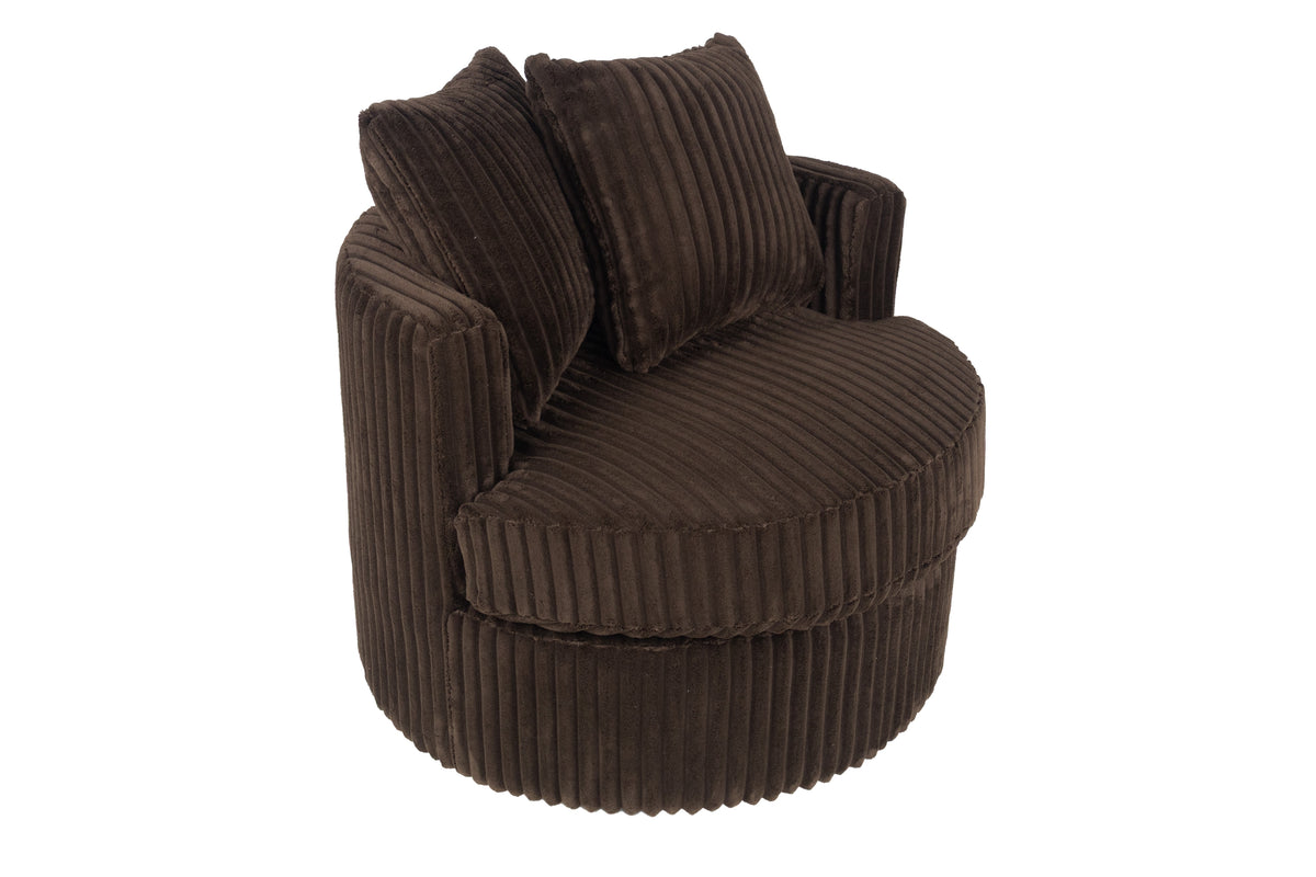 Swivel Chair - Chocolate Fur-Like Corduroy