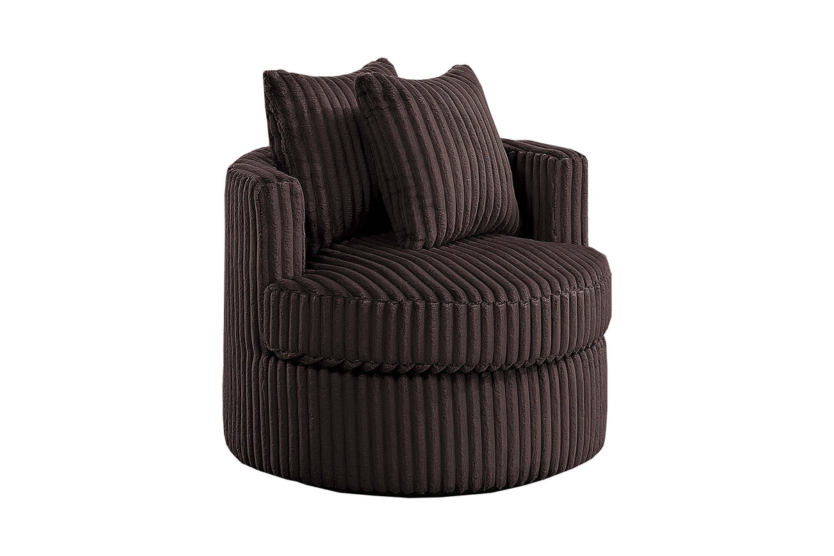 Swivel Chair - Chocolate Fur-Like Corduroy