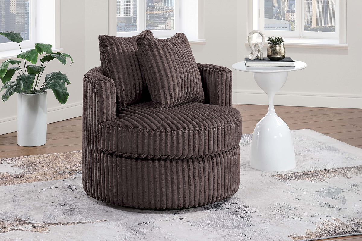 Swivel Chair - Chocolate Fur-Like Corduroy