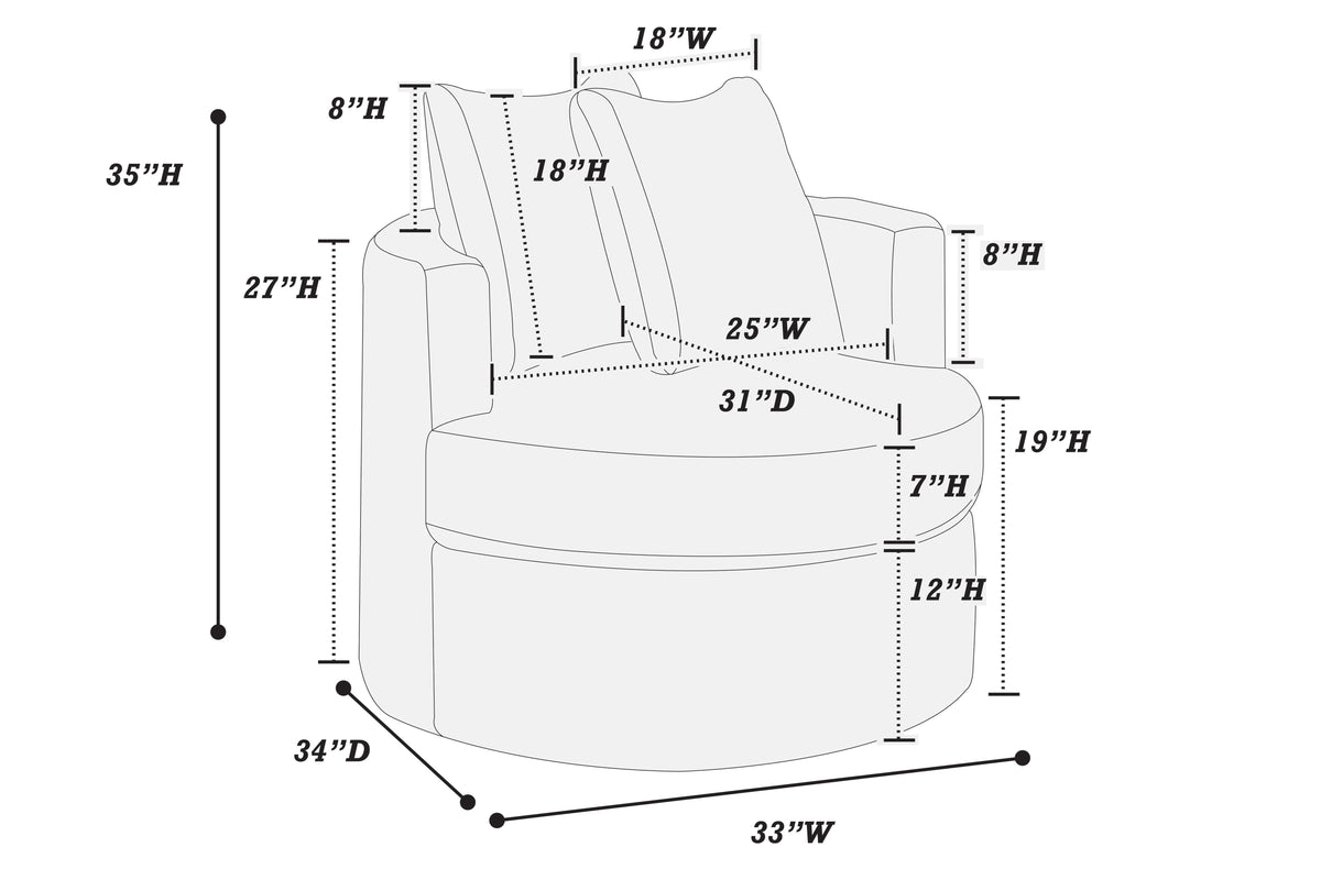 Swivel Chair - Smoke Fur-Like Corduroy