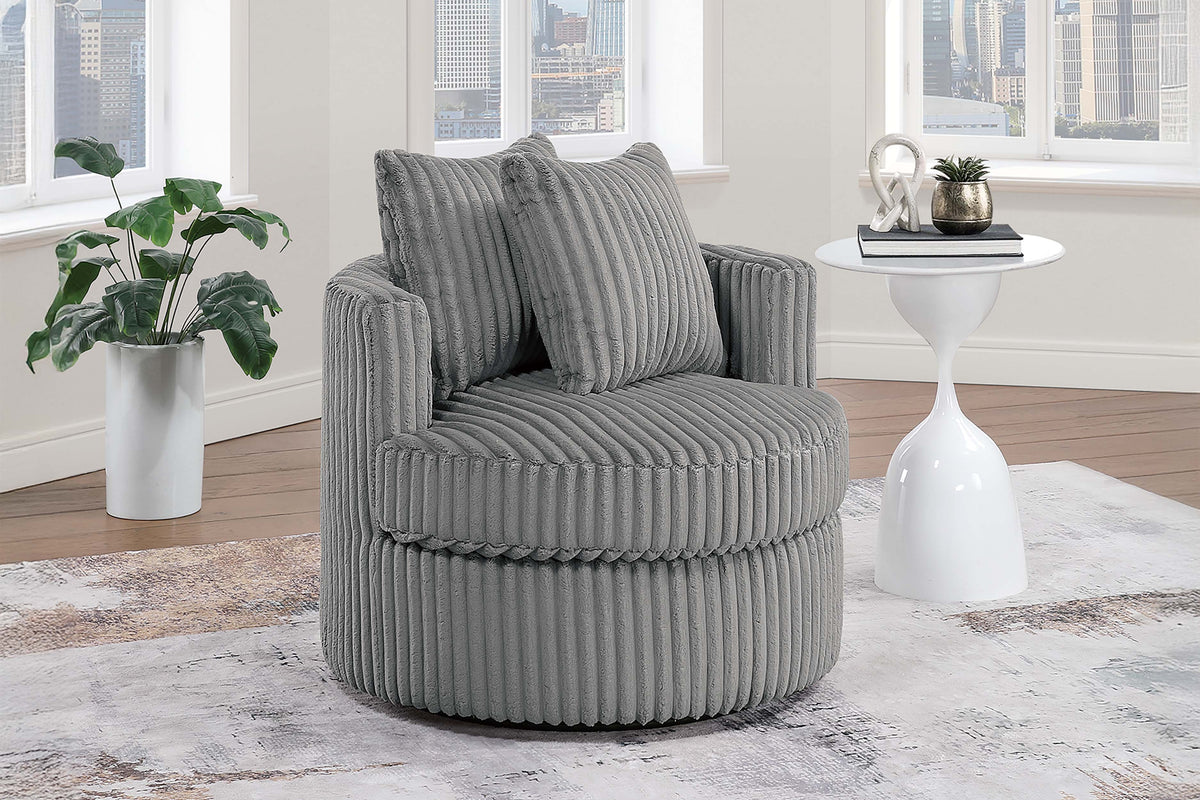 Swivel Chair - Smoke Fur-Like Corduroy