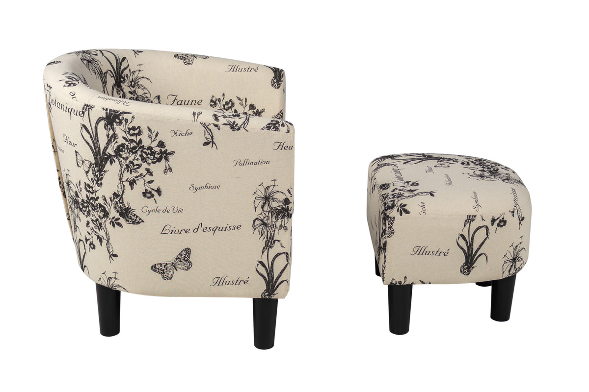 Accent Chair W/ Ottoman - Wording