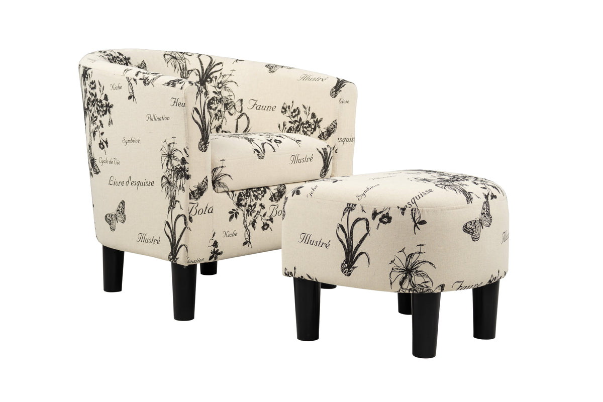 Accent Chair W/ Ottoman - Wording